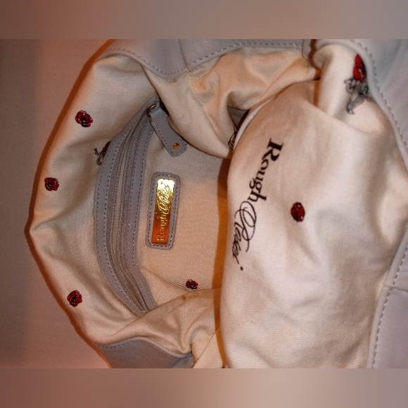Rough Roses Handbag Dove Gray Satchel/Crossbody w/ Gold tone Hardware - Picture 14 of 16